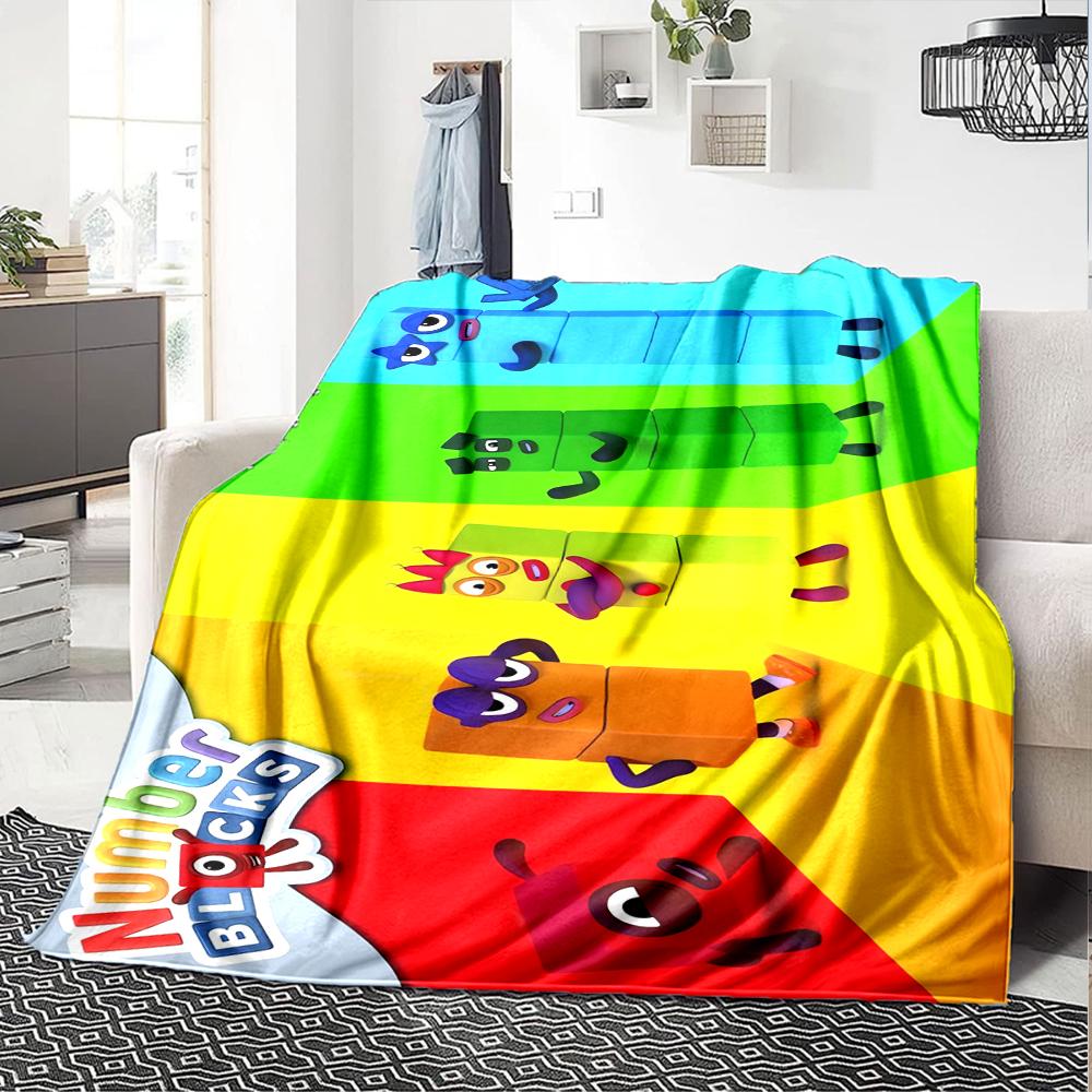Numberblocks Theme Printed Blanket - Perfect for Couch, Bed, Travel & Outdoor Use | Machine Washable, Cozy & Durable.
