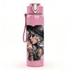 1PC Two Woman Dark Portrait Print 750ml Color Plastic Sports Water Bottle Leakproof Flip Straw Lid Suitable for Sports Office Home Use
