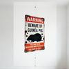 Vintage Weathered Guinea Pig Warning Metal Tin Sign Rustic Rodent Warning Wall Plaque for Home Bar Man Cave Decor with Typo Deta