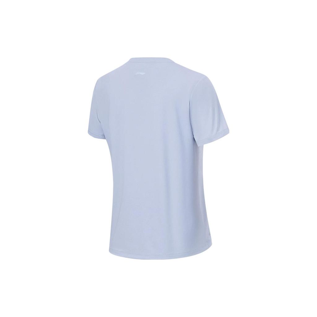 Li Ning Fitness Series UPF 50+ Logo Sun Protection Ice Feel Short Sleeve T-Shirt Women Tops Mojito-Blue ATSU730-1