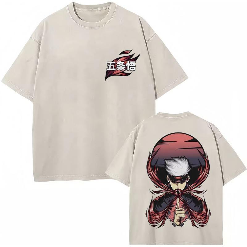 Japan Anime Jujutsu Kaisen Washed T Shirts Satoru Gojo Geto Suguru T-shirt Casual Cotton Oversized Harajuku T Shirt Fans Gifts