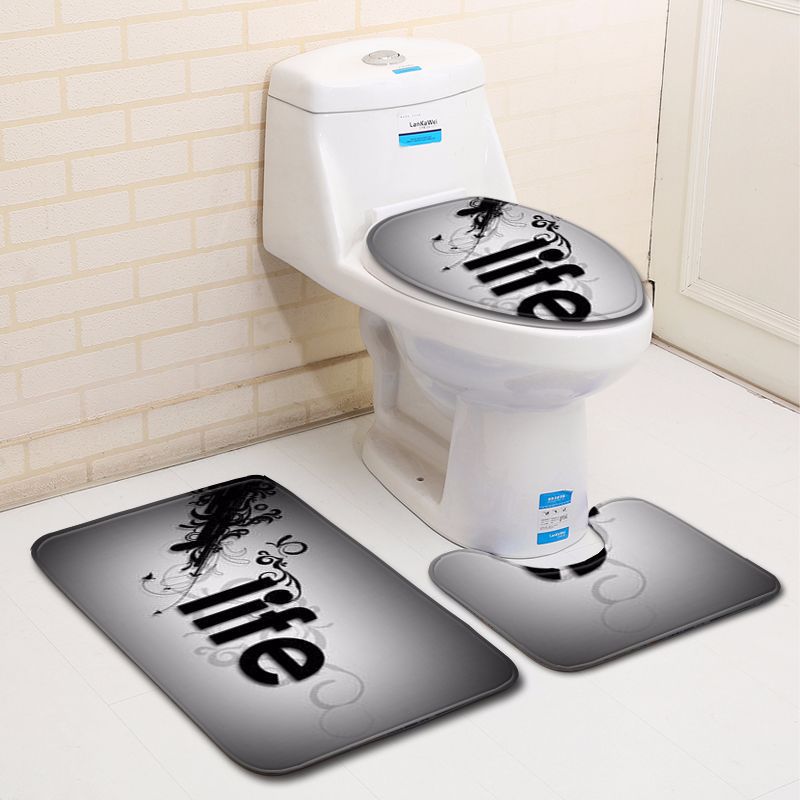 

Painted 3D Bathroom Toilet Three-Piece Floor Mat Doormat Bathroom Carpet Three-piece set 45 * 75cm