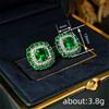 Cute Female Blue Green Zircon Stone Stud Earrings Vintage Silver Color Wedding Party Gift  For Women
