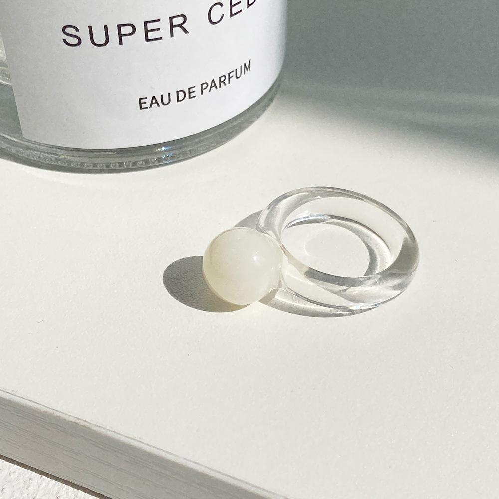Anello da Dito Geometrico Rotondo Trasparente Colorato alla Moda in Vetro di Cristallo per Donne Amici Accessori Gioielli per Feste Estive