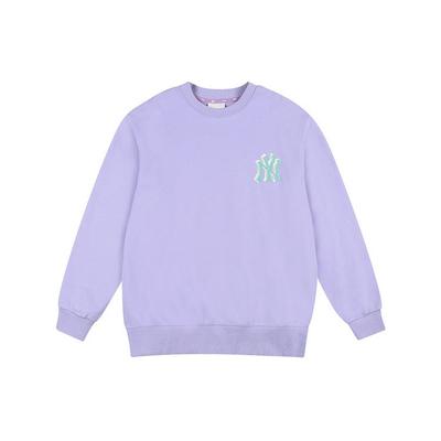 MLB New York Yankees Letter Logo Printed Crewneck Sweatshirt Unisex Sweatshirt Purple 31MTG2111-50V