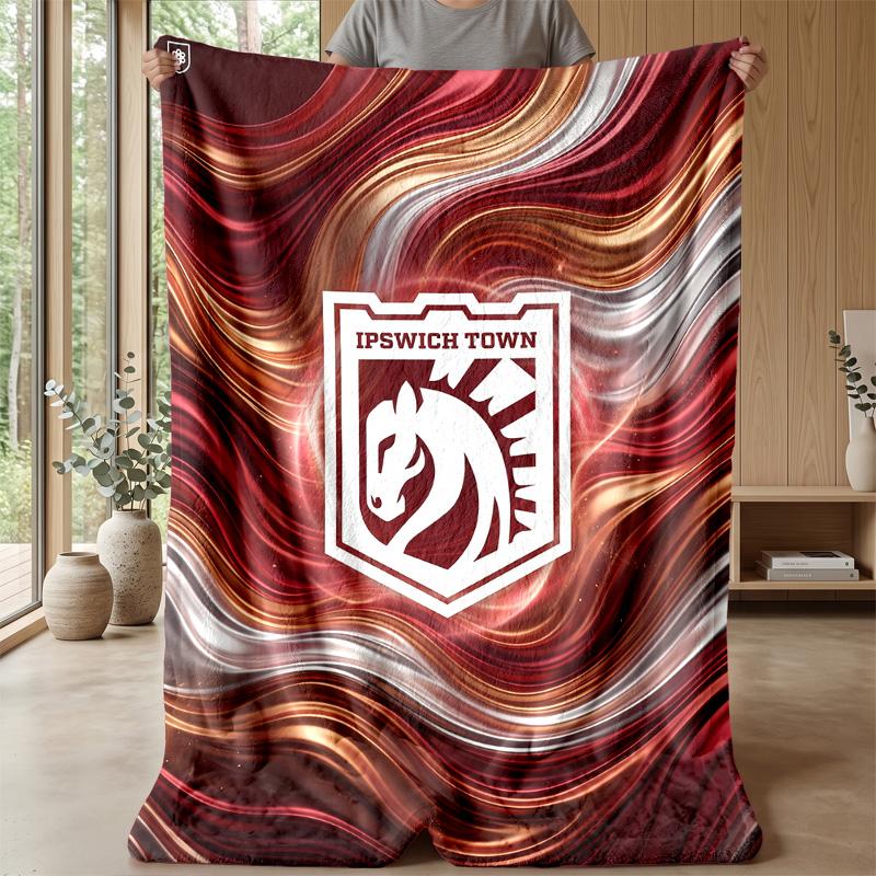 Ipswich Town Football Print Flannel Blanket, Soft Warm Lightweight Throw Blanket for Sofa Bed Camping