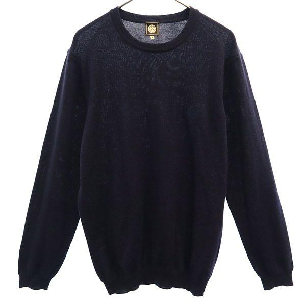 Pretty Green Wool Wappen Long Sleeve Sweater 3 Navy Knit Men's Used