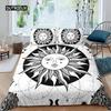 Sun Moon Duvet Cover Set Queen Microfiber Bohemian Black and White Print Yin Yang Comforter Cover Galaxy Star Twin Bedding Set Three Piece Set