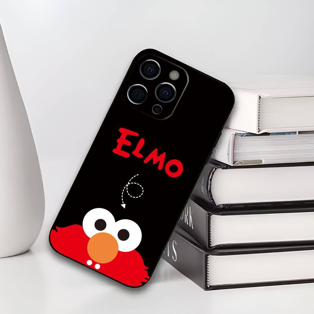 E-ElmoS Red Phone Case For IPhone 17,16,15,14,13,12,11,Plus,Pro,Max,Plus,XS,soft case Black silicone
