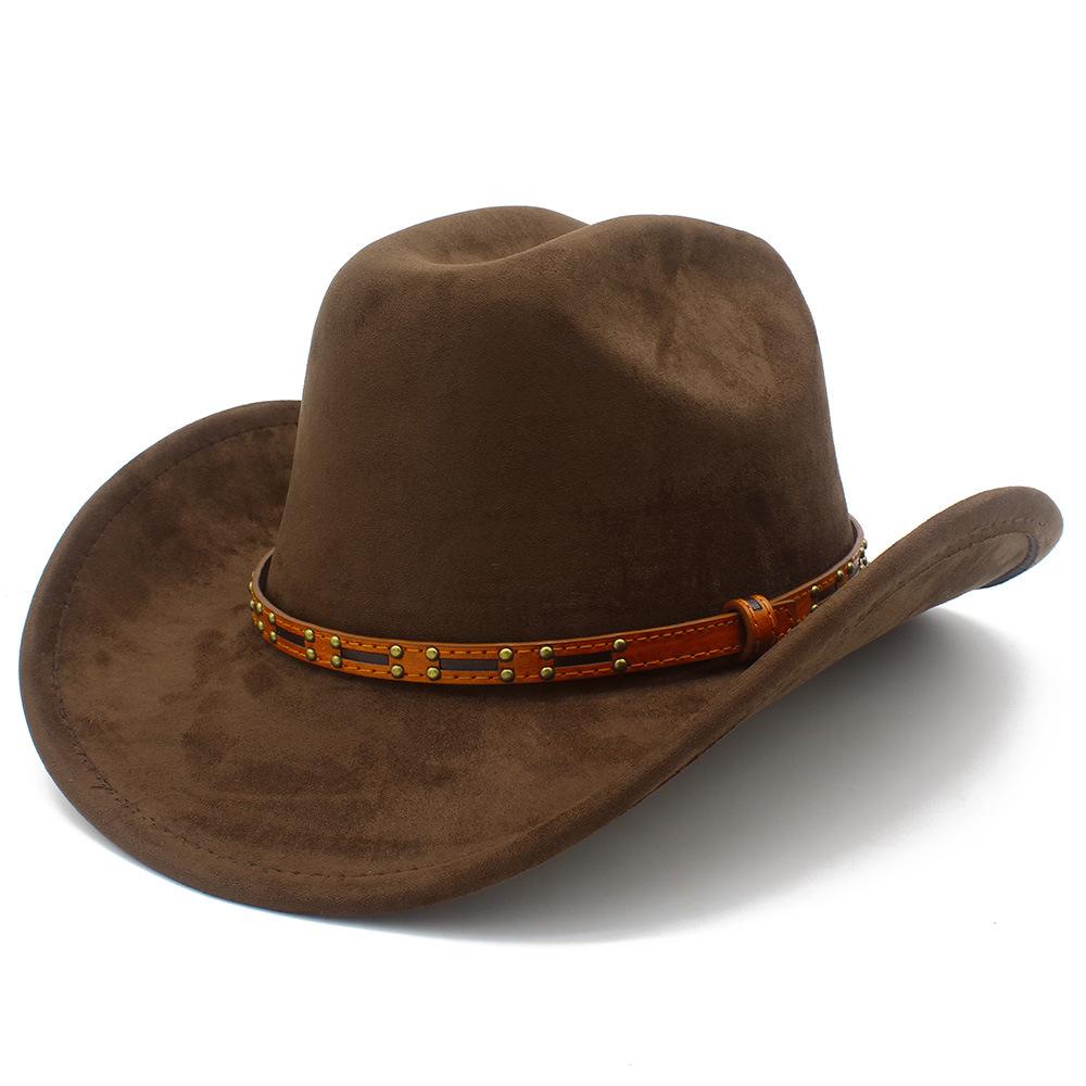 Multi-color Optional High-quality One-word Top Classic Simple Western Cowboy Hat Tan Leather Rivet Accessories Top Hat