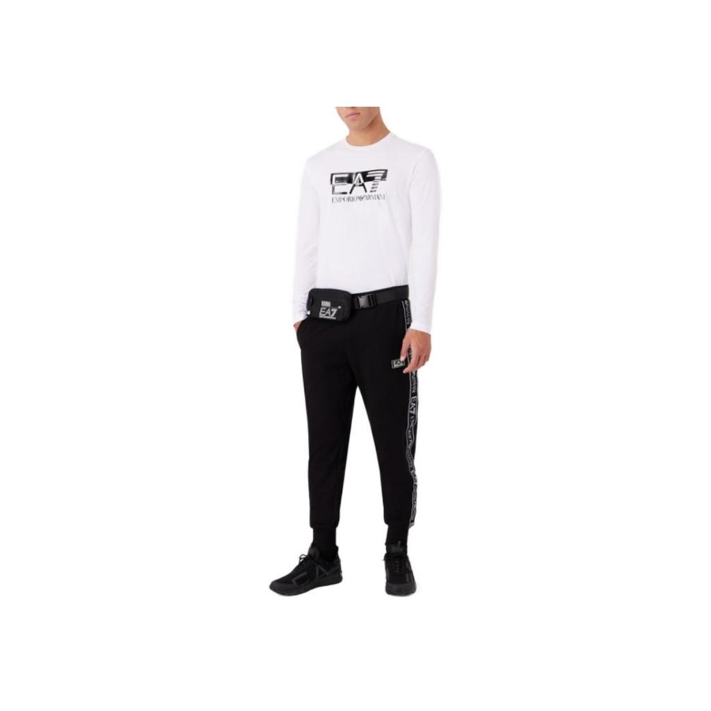 Emporio Armani EA7 Letter Print Crew Neck Long Sleeve T-Shirt Men Tops White 6RPT64PJ03Z0100