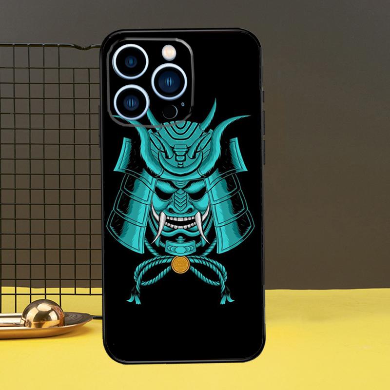 Oni Samurai Mask Phone Case For iPhone 16 15 14 13 12 11 Pro Max X XR XS Max 7 8 Plus 12 13 Mini Back Cover