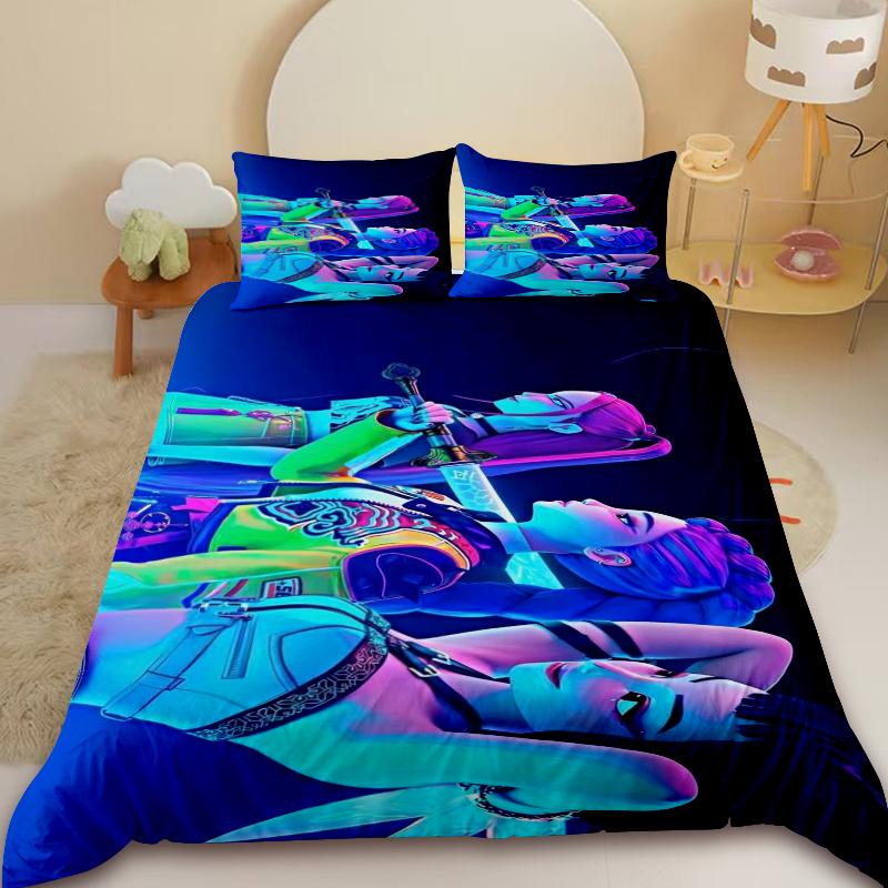 Комплект пододеяльника Saja Boys KPop D-Demon H-Hunters Комплект постельного белья Чехол для одеяла Подарок с 2 наволочками Декор спальни 155X220cm3PCS