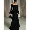 Womens One Shoulder Long Sleeve Slim Fit Formal Evening Party Banquet Dress