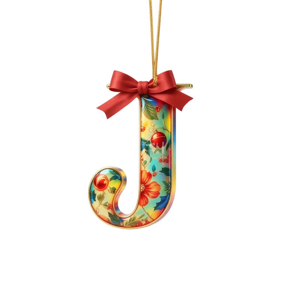 2D Flat Acrylic Christmas Letter Ornaments 26 Piece Set for Holiday Hanging Decor