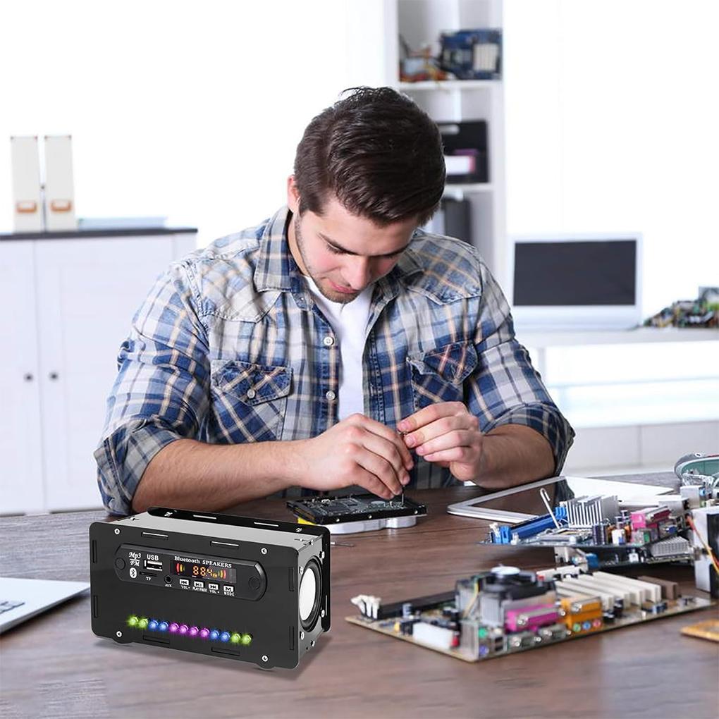 DIY Bluetooth-Compatible Speaker Kit LED FM Radio USB Mini Home Sound Amplifier with Digital Display Soldering Project Practice