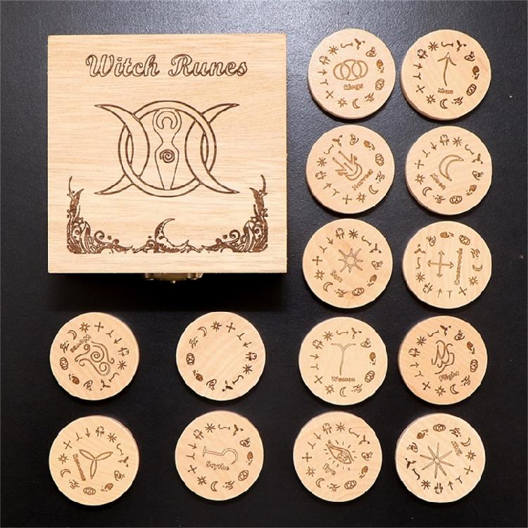 Nordic Rune Wood Set Rune Set Rune Stones Rune Tarot Card Rune Stones Set