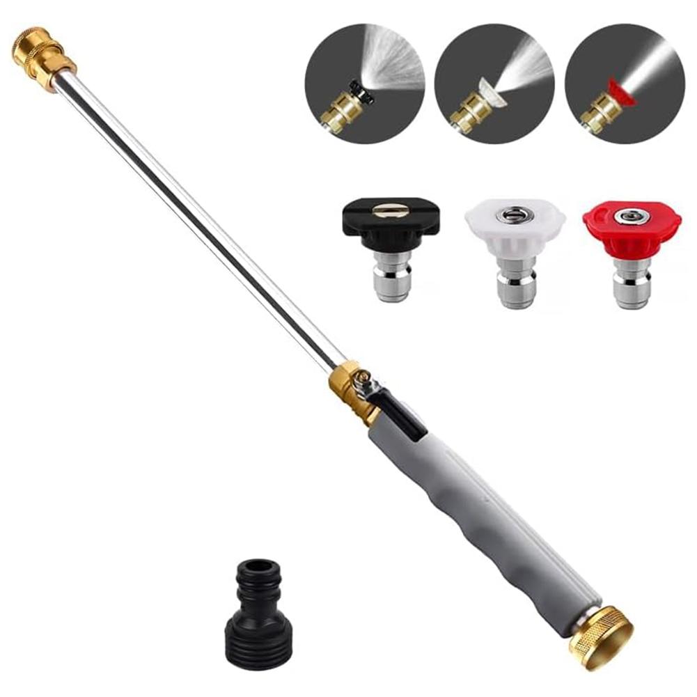 Easy Connect Garden Nozzle Multi-Functional Nozzle High Pressure Hose Nozzle Slip-Resistant Handle Straight Long Pipe Design серый