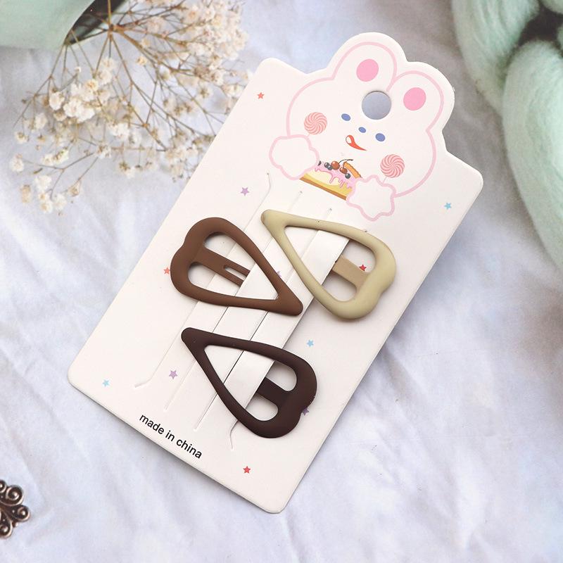 Korean Style Milk Coffee Color Hair Clip Set - Fashionable Rubber Paint Feel BB Side Clips for Girls