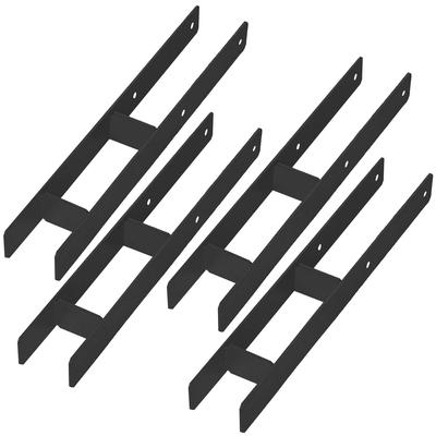 Kotarbau® H-Post Base For Wall-In Installation Bracket Anchor Black Galvanized Steel 80 Mm Set Of 4