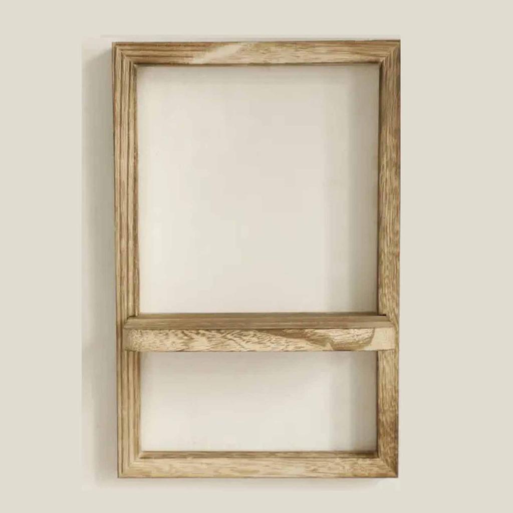 Wall,Mounted Wood Shelf, Photo Frame Display, Square Floating Shelf for Living Room, Bedroom & Home Decor