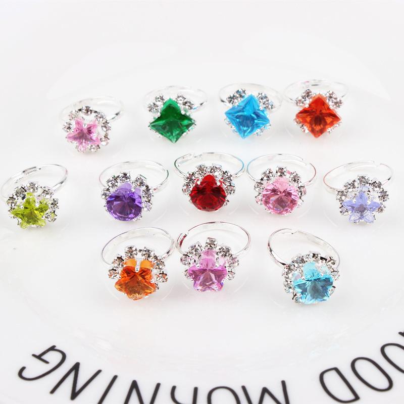 24Pcs Children's boxed zirconia ring, simple ring, party accessory ring, ring set