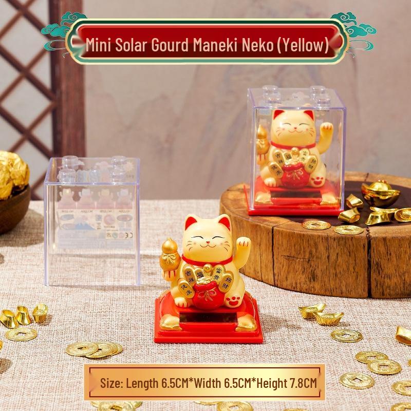 Mini Solar Waving Lucky Cat Car Ornament