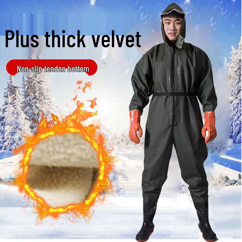 Insulated Waterproof Fleece-Lined Waders: Half-Body, Full-Body, Wear-Resistant Fishing Pants with Leather Reinforced Crotch