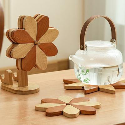 Thicken Windmill Coasters Decorative Phone Holder Heat Resistant Mat Two-Tone Color with Storage Rack Pot Holders Hot Dishes