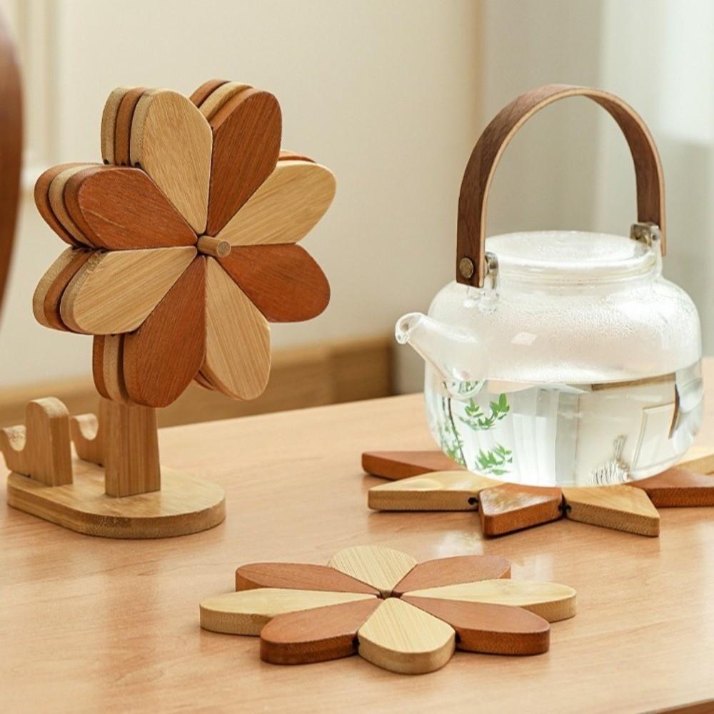 Thicken Windmill Coasters Two-Tone Color Heat Resistant Mat Cup Mat Wood Trivets Kitchen Use