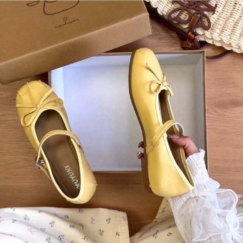 New Style Popular Ballet Flats Women's Mary Jane Shoes Round Toe Women's Luxury Shoes Bow Silk Satin Flats Women Shoes Plus Size
