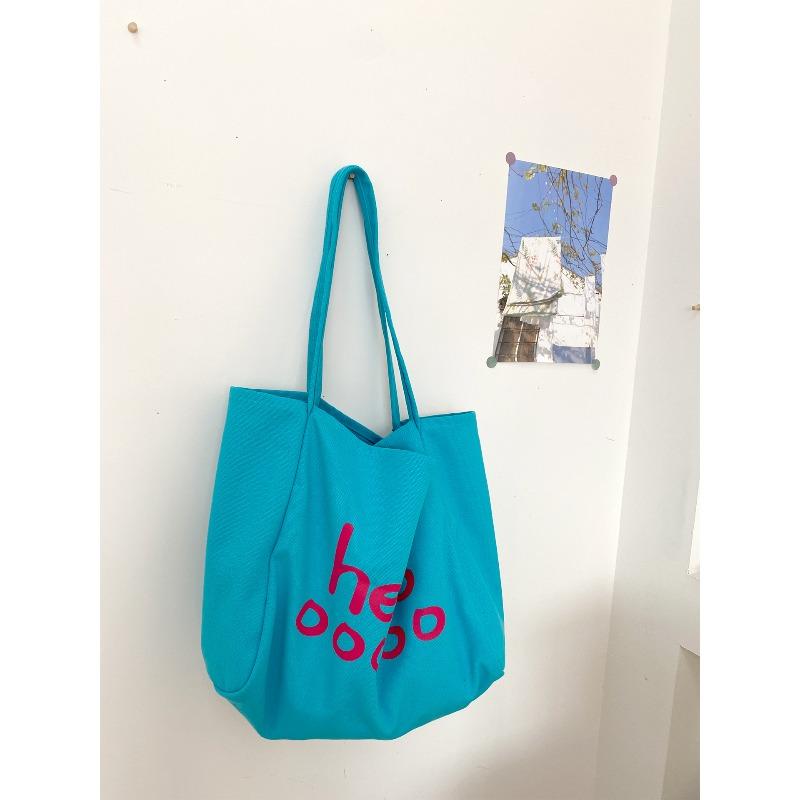 Thickened large capacity tote bag lazy wind shoulder canvas bag big red simple letter student canvas bag