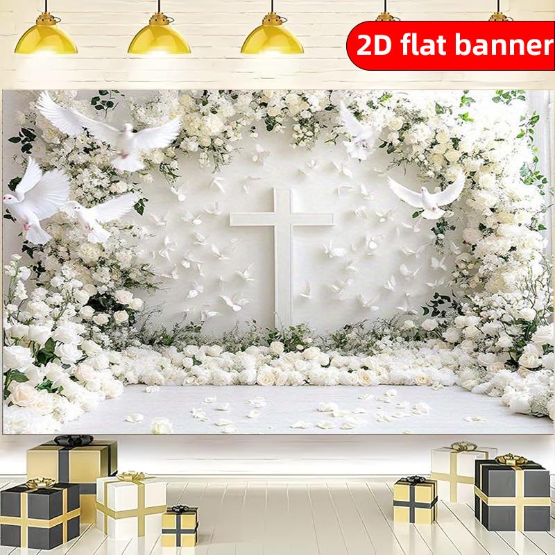 2D flat banner, 1pc elegant wedding background fabric, polyester material, photo booth, party background decoration