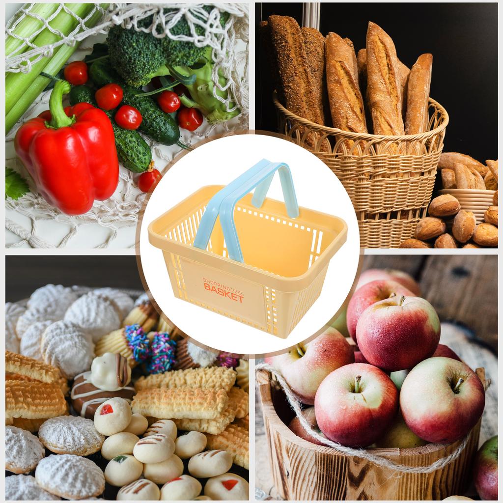 1pcs Plastic Storage Basket With Handles Multifunctional Household Organizer For Fruits Vegetables Snacks Toiletries Sundries
