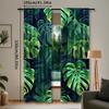 2pcs Tropical Palm Leaf Pattern Semi-Sheer Curtains - 100% Polyester Pongee   Woven Rod Pocket Top   Contemporary Style   Room Dark
