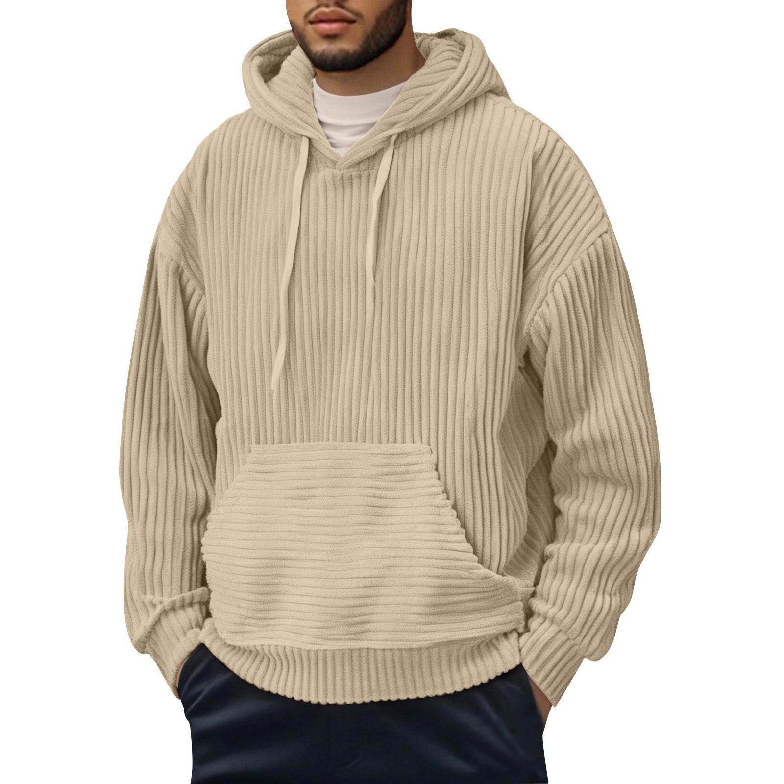 

Men s Hooded Sweatshirt, Contrasting Color Sweatshirt, Sports Casual Jacket L бежевый