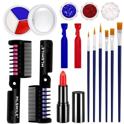 Halloween Makeup Kit 16 Types Red White Black Face Paint Glitter Brush Sponge Single Halloween-5 1 Pcs