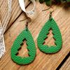 New PU Leather Christmas Tree Teardrop Earrings