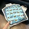 71Cm New Chinese Simulation Silk Square Scarf Soft and Skin-friendly Ink Flower Rhyme Printing Silk Scarf Neck Sunscreen Small Scarf