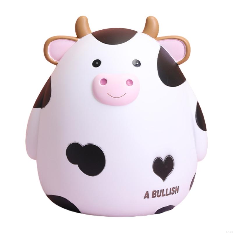KX4B for Creative Cow Piggy Vinyl Coin Storage Jar Cartoon Animal Money Box for Home Bedroom Decoration Kids Birthday Gi