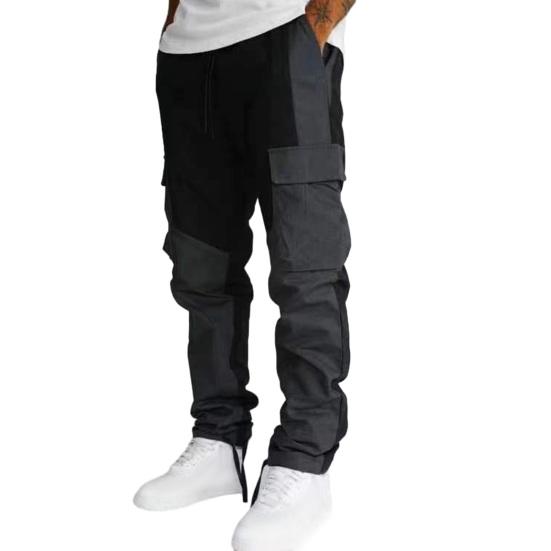Pantaloni sportivi da uomo Patchwork Elastico in vita Colori larghi abbinati Multi tasche Pantaloni cargo casual a vita media morbidi e traspiranti Pantaloni lunghi da uomo