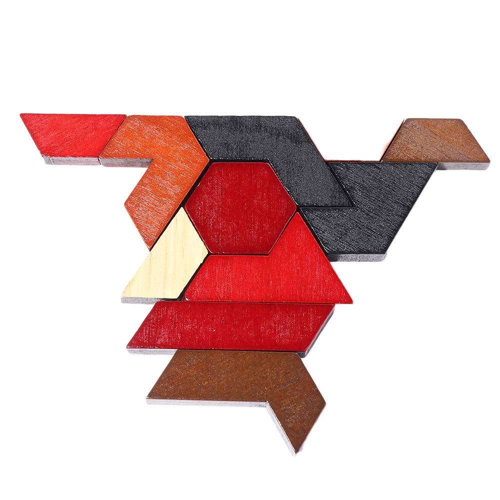 Puzzle Game Wooden Geometric Shape Educational Toys IQ Brain Teaser Puzzles Board Tangram Board