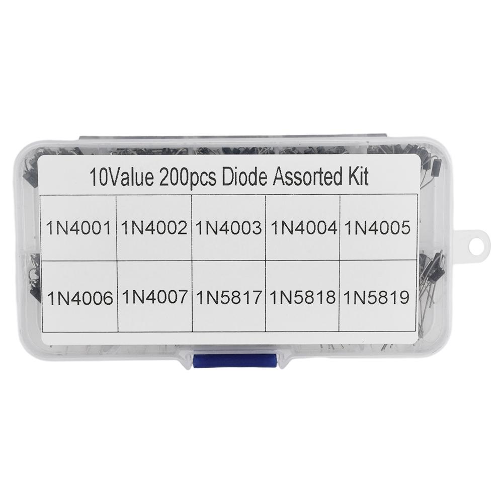 100pcs/200pcs/Box 10 Values DIP Diode Assorted Kit Box 10pcs/20pcs Each Value 1N4001-1N4007 1N5817-1N5819