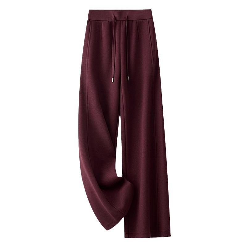Ankola Women's Red Wool Wide-Leg Pants - New 2024 Autumn/Winter Collection