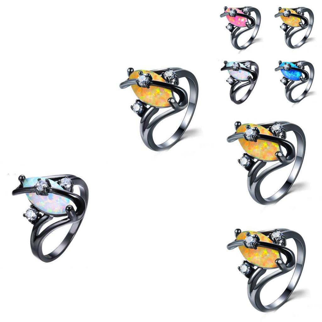 Wish Black Gold Sshaped Cz Ring With Pearllike White Stone For Elegant Womens Jewelry