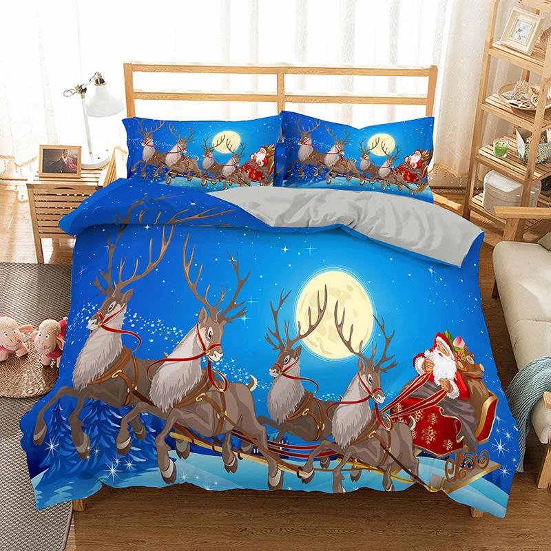 3D Printed Merry Christmas Bedding Set Queen/Twin/King Size  Christmas Decoration Home Bedclothes with Bedding Pillow