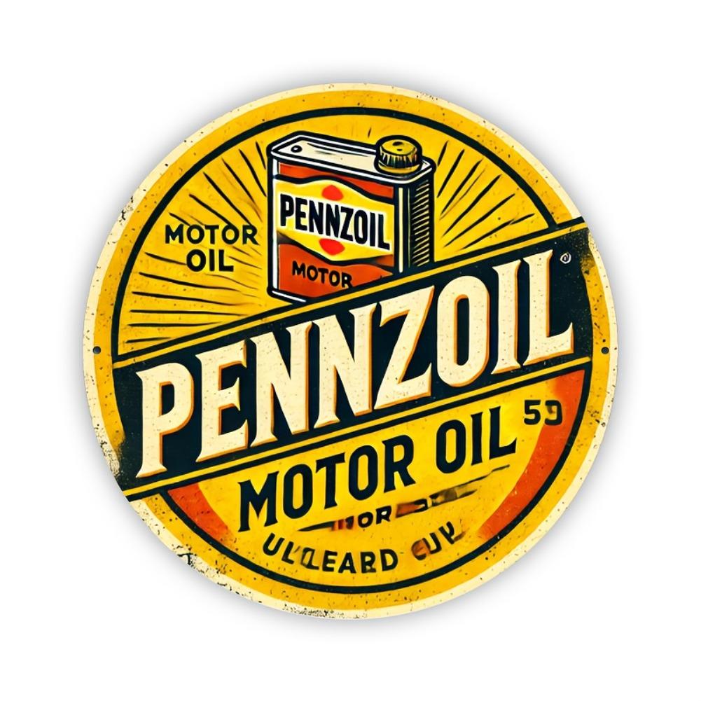Vintage Retro Pennzoil Motoröl HD Druck Metallblechschild Mit Ikonischem Gelben Kanister-Motiv Mit Kräftiger Schwarzer Typografie Klasse