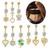 Butterfly Zircon Belly Button Rings Stainless Steel Heart Pendant Navel Piercing Barbell For Women Belly Ring Beach Jewelry