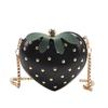 Strawberry Print Red Leather Crossbody Bag Gold Studs Chain Strap Lovely Mini Shoulder Purse for Girls Party Gift