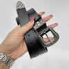 PU Leather Belt Vintage Carved Metal Buckle Design Belt for Men Women Hip Hop Style Fashion Accessories Suitable for Jeans Belt